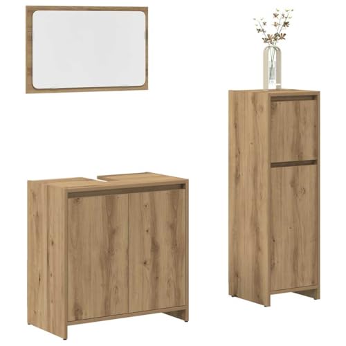 QJBSAVVA 3-TLG. Badmöbel-Set Artisan-Eiche Holzwerkstoff mit Waschbeckenunterschrank Spiegel und Badezimmerschrank Stilvoll & Praktisch für Modernes Badezimmer 60 x 33 x 60 cm QJBSAVVA 3-TLG. Badmöbel-Set Artisan-Eiche Holzwerkstoff mit Waschbeckenunterschrank Spiegel und Badezimmerschrank Stilvoll & Praktisch für Modernes Badezimmer 60 x 33 x 60 cm von QJBSAVVA