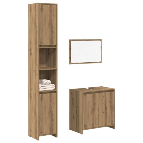 QJBSAVVA 3-TLG. Badmöbel-Set Artisan-Eiche aus Holzwerkstoff mit Spiegel Waschbeckenunterschrank 60 cm & Badezimmerschrank 30 cm Stilvolles Design für modernes Badezimmer QJBSAVVA 3-TLG. Badmöbel-Set Artisan-Eiche aus Holzwerkstoff mit Spiegel Waschbeckenunterschrank 60 cm & Badezimmerschrank 30 cm Stilvolles Design für modernes Badezimmer von QJBSAVVA