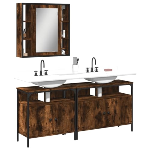 QJBSAVVA 3-TLG. Badmöbel-Set Räuchereiche mit Spiegelschrank und Waschbeckenunterschrank Stilvolles Design & Praktischer Stauraum 60 x 16 x 60 cm & 80 x 30 x 60 cm Robustes Material für Badezimmer QJBSAVVA 3-TLG. Badmöbel-Set Räuchereiche mit Spiegelschrank und Waschbeckenunterschrank Stilvolles Design & Praktischer Stauraum 60 x 16 x 60 cm & 80 x 30 x 60 cm Robustes Material für Badezimmer von QJBSAVVA