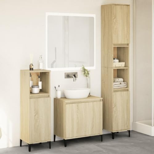 QJBSAVVA 3-TLG. Badmöbel-Set Sonoma-Eiche Holzwerkstoff Badezimmerschrank mit Waschbeckenunterschrank & Stauraum 30 x 30 x 190 cm Robustes Design für Modernes Badezimmer QJBSAVVA 3-TLG. Badmöbel-Set Sonoma-Eiche Holzwerkstoff Badezimmerschrank mit Waschbeckenunterschrank & Stauraum 30 x 30 x 190 cm Robustes Design für Modernes Badezimmer von QJBSAVVA