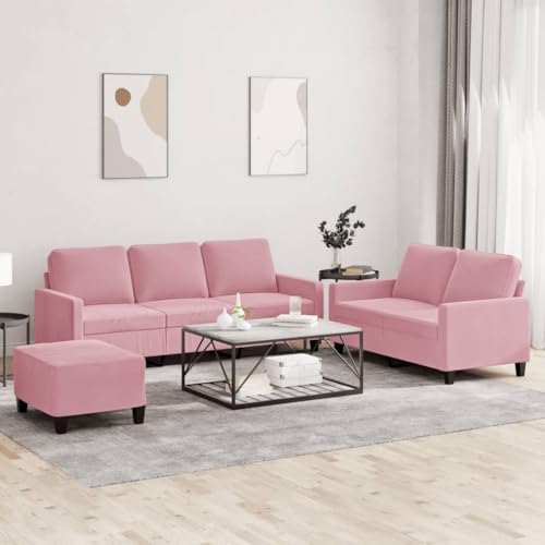 QJBSAVVA 3-TLG. Sofagarnitur Rosa Samt 2-Sitzer und 3-Sitzer Sofa mit Fußhocker Bequemes Sitzensemble für Wohnzimmer Schlafzimmer oder Balkon QJBSAVVA 3-TLG. Sofagarnitur Rosa Samt 2-Sitzer und 3-Sitzer Sofa mit Fußhocker Bequemes Sitzensemble für Wohnzimmer Schlafzimmer oder Balkon von QJBSAVVA
