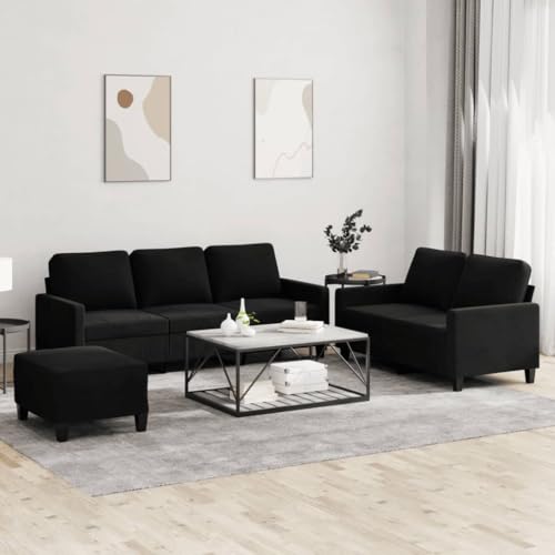 QJBSAVVA 3-TLG. Sofagarnitur Samt Schwarz 2-Sitzer und 3-Sitzer Sofa mit Fußhocker Bequem & Robust für Wohnzimmer Balkon und Gästezimmer QJBSAVVA 3-TLG. Sofagarnitur Samt Schwarz 2-Sitzer und 3-Sitzer Sofa mit Fußhocker Bequem & Robust für Wohnzimmer Balkon und Gästezimmer von QJBSAVVA