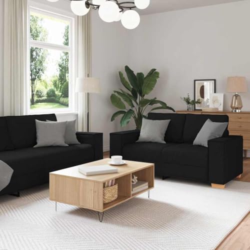 QJBSAVVA 3-TLG. Sofagarnitur Schwarz Modernes Design mit Polyesterbezug und Stahlgestell Bequeme Sitzgruppe für Wohnzimmer Büro oder Leseecke QJBSAVVA 3-TLG. Sofagarnitur Schwarz Modernes Design mit Polyesterbezug und Stahlgestell Bequeme Sitzgruppe für Wohnzimmer Büro oder Leseecke von QJBSAVVA