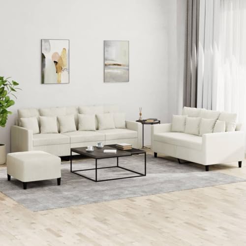 QJBSAVVA 3-TLG. Sofagarnitur aus weichem Samt Creme mit Fußhocker und Kissen 2-Sitzer & 3-Sitzer Sofa Set Robustes Metallgestell Bequem für Wohnzimmer Balkon und Jugendzimmer QJBSAVVA 3-TLG. Sofagarnitur aus weichem Samt Creme mit Fußhocker und Kissen 2-Sitzer & 3-Sitzer Sofa Set Robustes Metallgestell Bequem für Wohnzimmer Balkon und Jugendzimmer von QJBSAVVA
