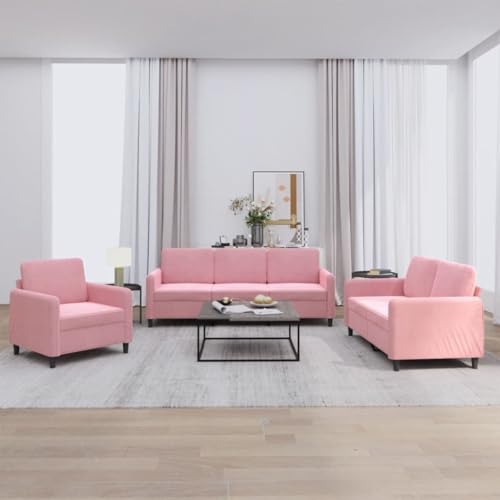 QJBSAVVA 3er Sofagarnitur Rosa Samt Sofa Couch Sessel Set mit Kissen Bequem & Robust für Wohnzimmer Balkon und Gästezimmer QJBSAVVA 3er Sofagarnitur Rosa Samt Sofa Couch Sessel Set mit Kissen Bequem & Robust für Wohnzimmer Balkon und Gästezimmer von QJBSAVVA