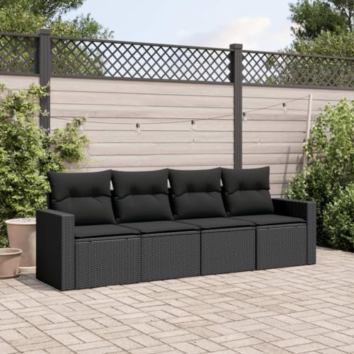 QJBSAVVA 4-TLG Garten-Sofagarnitur Schwarz Poly Rattan mit Stauraum und wasserfestem Beutel 55x62x69 cm Modernes Design Robust und Langlebig für Balkon Terrasse und kleine Gärten QJBSAVVA 4-TLG Garten-Sofagarnitur Schwarz Poly Rattan mit Stauraum und wasserfestem Beutel 55x62x69 cm Modernes Design Robust und Langlebig für Balkon Terrasse und kleine Gärten von QJBSAVVA