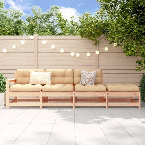 QJBSAVVA 4-TLG Gartenlounge Set Kiefer massiv unbehandelt Latten Design modulare Sitzecke Balkon Sofa Outdoor Couch 62 x 66 x 70 cm Robustes Holz für kleine Terrassen Balkon und Garten QJBSAVVA 4-TLG Gartenlounge Set Kiefer massiv unbehandelt Latten Design modulare Sitzecke Balkon Sofa Outdoor Couch 62 x 66 x 70 cm Robustes Holz für kleine Terrassen Balkon und Garten von QJBSAVVA