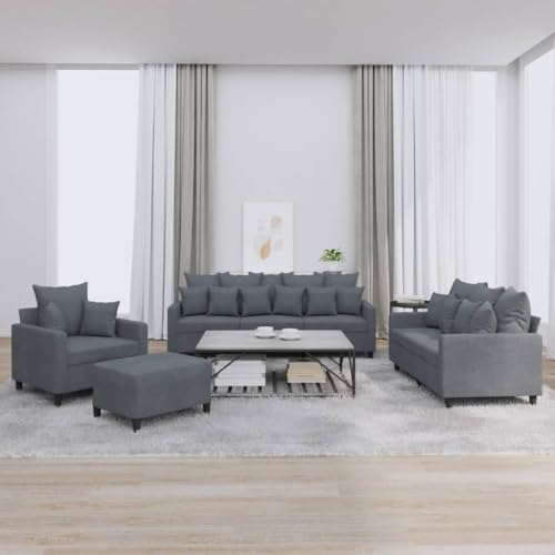 QJBSAVVA 4-TLG. Sofagarnitur Dunkelgrau Samt mit Kissen Bequemes 3-Sitzer Sofa 2-Sitzer und Sessel Robuste Metallkonstruktion für Wohnzimmer Balkon und Gästezimmer QJBSAVVA 4-TLG. Sofagarnitur Dunkelgrau Samt mit Kissen Bequemes 3-Sitzer Sofa 2-Sitzer und Sessel Robuste Metallkonstruktion für Wohnzimmer Balkon und Gästezimmer von QJBSAVVA