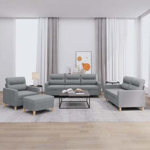 QJBSAVVA 4-TLG. Sofagarnitur mit Kissen Hellgrau Stoff Modernes Design Robust & Langlebig für Wohnzimmer Balkon und Jugendzimmer QJBSAVVA 4-TLG. Sofagarnitur mit Kissen Hellgrau Stoff Modernes Design Robust & Langlebig für Wohnzimmer Balkon und Jugendzimmer von QJBSAVVA