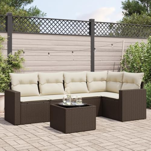 QJBSAVVA 6-TLG. Gartenlounge Set Braun Poly-Rattan Ecksofa Mittelsofa Couchtisch mit abnehmbaren Kissen Stauraum UV-beständig modular für Balkon Terrasse Garten QJBSAVVA 6-TLG. Gartenlounge Set Braun Poly-Rattan Ecksofa Mittelsofa Couchtisch mit abnehmbaren Kissen Stauraum UV-beständig modular für Balkon Terrasse Garten von QJBSAVVA