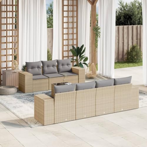 QJBSAVVA 8-teiliges Garten Lounge Sofa Set Beige 55 x 55 cm Sitzfläche Poly Rattan Couch mit Hartglas Couchtisch abnehmbaren Kissen modular für Balkon Terrasse und kleine Gärten QJBSAVVA 8-teiliges Garten Lounge Sofa Set Beige 55 x 55 cm Sitzfläche Poly Rattan Couch mit Hartglas Couchtisch abnehmbaren Kissen modular für Balkon Terrasse und kleine Gärten von QJBSAVVA