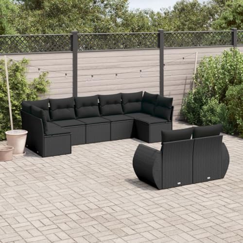 QJBSAVVA 9-TLG. Gartensofa Set Schwarz Poly Rattan Ecksofa & Mittelsofa mit abnehmbaren Kissen Modernes Lounge Möbel Modular 110 kg Tragkraft für Terrasse Balkon und Garten QJBSAVVA 9-TLG. Gartensofa Set Schwarz Poly Rattan Ecksofa & Mittelsofa mit abnehmbaren Kissen Modernes Lounge Möbel Modular 110 kg Tragkraft für Terrasse Balkon und Garten von QJBSAVVA