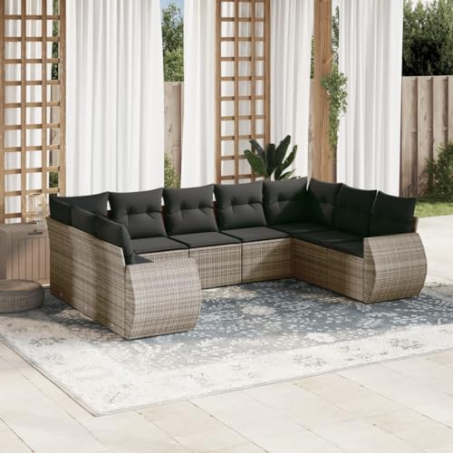 QJBSAVVA 9 teiliges Gartensofa Set aus grauem Polyrattan mit abnehmbaren Kissen modulare Outdoor Lounge für Terrasse Balkon oder kleinen Garten QJBSAVVA 9 teiliges Gartensofa Set aus grauem Polyrattan mit abnehmbaren Kissen modulare Outdoor Lounge für Terrasse Balkon oder kleinen Garten von QJBSAVVA
