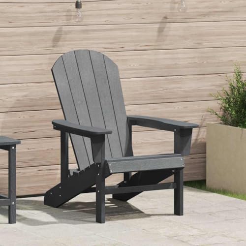 QJBSAVVA Adirondack Gartenstuhl Hellgrau aus HDPE Robuster Outdoor Sessel mit Ergonomischem Design 82 x 74 x 90 cm für Terrasse Balkon und Garten von QJBSAVVA