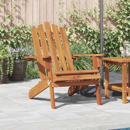 QJBSAVVA Adirondack Gartenstuhl aus massivem Akazienholz Klappbarer Outdoor Sessel mit ergonomischer Form Wetterbeständig & Leicht zu Reinigen 75 x 84 x 90 cm für Terrasse Balkon und Strand von QJBSAVVA