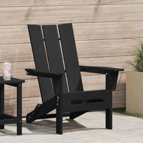 QJBSAVVA Adirondack Stuhl Schwarz Klappbarer Gartenstuhl aus HDPE 80.5 x 74.5 x 90 cm Modernes Design Wetterfest & Robust für Terrasse Balkon und Garten von QJBSAVVA