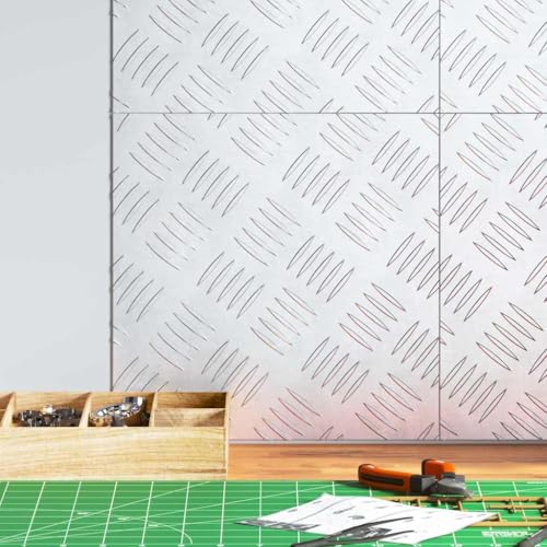 QJBSAVVA Aluminium Riffelplatten Set 4 Stück 30x30 cm rutschfeste Stufenmatten mit Geometrischem Design für Treppenstufen Innen und Außen von QJBSAVVA