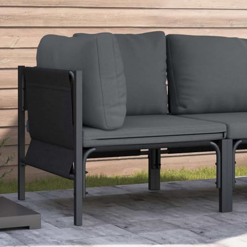 QJBSAVVA Anthrazit 2er Outdoor Sofa Set Balkon Gartenmöbel mit Kissen 80x80x71 cm pulverbeschichteter Stahl Modernes Lounge Design wetterfest kleine Sitzecke für Balkon Terrasse Garten QJBSAVVA Anthrazit 2er Outdoor Sofa Set Balkon Gartenmöbel mit Kissen 80x80x71 cm pulverbeschichteter Stahl Modernes Lounge Design wetterfest kleine Sitzecke für Balkon Terrasse Garten von QJBSAVVA
