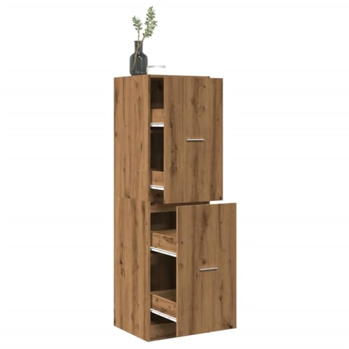 QJBSAVVA Apothekerschrank Schubladenschrank mit 4 Fächern Organizer Holzwerkstoff Artisan-Eiche 40x41x144,5 cm für Küche Wohnzimmer Büro von QJBSAVVA