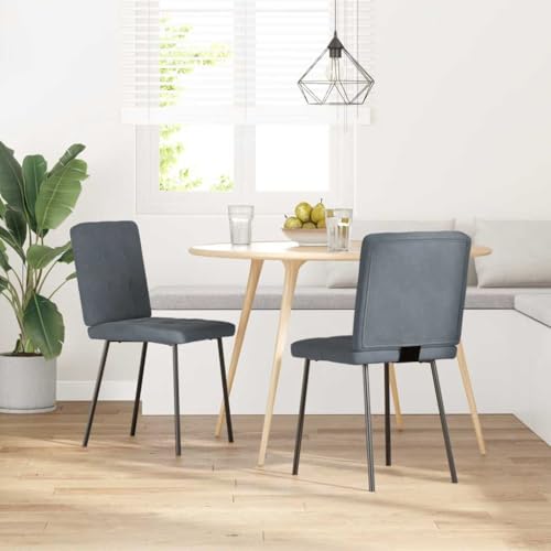 QJBSAVVA Armlehnstuhl Esszimmer Esszimmerstühle Gartenstühle Balkonstühle - Esszimmerstühle 2 STK. Dunkelgrau Samt für Wohnzimmer Esszimmer Arbeitszimmer Küche von QJBSAVVA