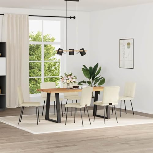 QJBSAVVA Armlehnstuhl Esszimmer Esszimmerstühle Gartenstühle Balkonstühle - Esszimmerstühle 6 STK. Creme Samt für Wohnzimmer Esszimmer Arbeitszimmer Küche von QJBSAVVA