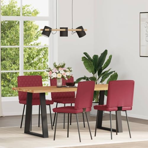 QJBSAVVA Armlehnstuhl Esszimmer Gartenstühle Gartenstuhl Dining Chairs - Esszimmerstühle 4 STK. Weinrot Kunstleder für Küche Wohnzimmer Garten Esszimmer von QJBSAVVA