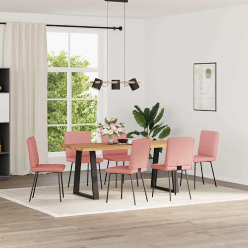 QJBSAVVA Armlehnstuhl Esszimmer Gartenstühle Gartenstuhl Dining Chairs - Esszimmerstühle 6 STK. Rosa Kunstleder für Küche Wohnzimmer Garten Esszimmer von QJBSAVVA