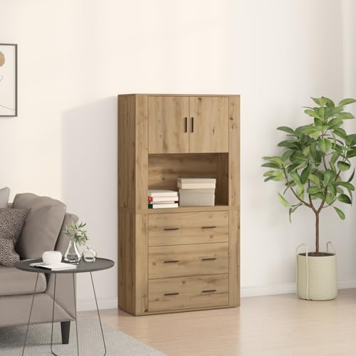 QJBSAVVA Artisan Eiche Sideboard Highboard Buffet 80x33x150 cm Braun aus Holzwerkstoff mit Schubladen Türen Modernes Design Stauraum für Esszimmer Wohnzimmer QJBSAVVA Artisan Eiche Sideboard Highboard Buffet 80x33x150 cm Braun aus Holzwerkstoff mit Schubladen Türen Modernes Design Stauraum für Esszimmer Wohnzimmer von QJBSAVVA
