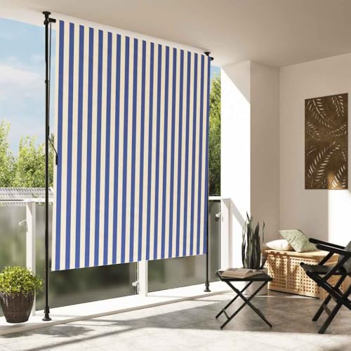 QJBSAVVA Außenrollo Blau Weiß 150x270 cm UV beständiger Markisenstoff mit Stahlrahmen manuell ausziehbarer Sichtschutz für Terrasse Balkon und Garten QJBSAVVA Außenrollo Blau Weiß 150x270 cm UV beständiger Markisenstoff mit Stahlrahmen manuell ausziehbarer Sichtschutz für Terrasse Balkon und Garten von QJBSAVVA