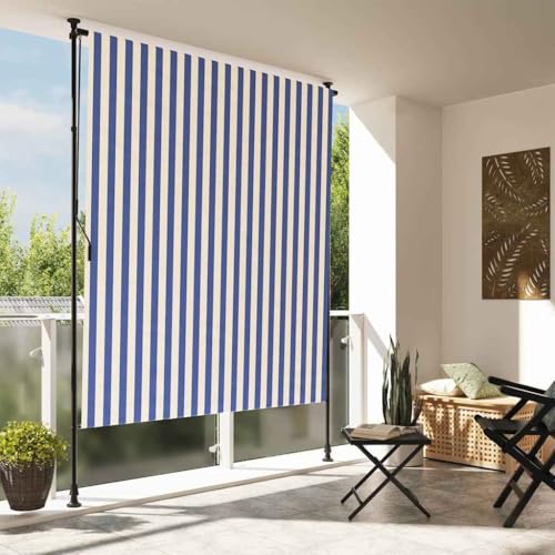 QJBSAVVA Außenrollo Blau Weiß 200x270 cm UV beständiger Markisenstoff mit Stahlrahmen Manuell bedienbarer Sichtschutz für Terrasse Balkon und Garten QJBSAVVA Außenrollo Blau Weiß 200x270 cm UV beständiger Markisenstoff mit Stahlrahmen Manuell bedienbarer Sichtschutz für Terrasse Balkon und Garten von QJBSAVVA