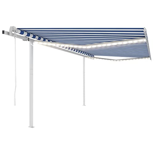 QJBSAVVA Automatische Markise mit LED Beleuchtung und Windsensor 4,5 x 3 m Blau Weiß Gelenkarmmarkise aus Aluminium für Terrasse Balkon und Garten QJBSAVVA Automatische Markise mit LED Beleuchtung und Windsensor 4,5 x 3 m Blau Weiß Gelenkarmmarkise aus Aluminium für Terrasse Balkon und Garten von QJBSAVVA