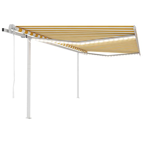 QJBSAVVA Automatische Markise mit LED Beleuchtung und Windsensor 4.5x3 m Gelb Weiß Gelenkarmmarkise aus pulverbeschichtetem Aluminium für Terrasse Balkon und Garten QJBSAVVA Automatische Markise mit LED Beleuchtung und Windsensor 4.5x3 m Gelb Weiß Gelenkarmmarkise aus pulverbeschichtetem Aluminium für Terrasse Balkon und Garten von QJBSAVVA