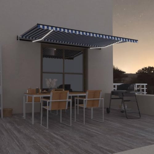 QJBSAVVA Automatische Markise mit LED Beleuchtung und Windsensor 500 x 300 cm Blau Weiß Gelenkarmmarkise aus Aluminium für Terrasse Balkon und Garten QJBSAVVA Automatische Markise mit LED Beleuchtung und Windsensor 500 x 300 cm Blau Weiß Gelenkarmmarkise aus Aluminium für Terrasse Balkon und Garten von QJBSAVVA