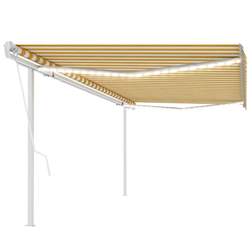 QJBSAVVA Automatische Markise mit LED Beleuchtung und Windsensor 5x3 Meter Gelb Weiß Gelenkarmmarkise aus robustem Polyester für Terrasse Balkon und Garten QJBSAVVA Automatische Markise mit LED Beleuchtung und Windsensor 5x3 Meter Gelb Weiß Gelenkarmmarkise aus robustem Polyester für Terrasse Balkon und Garten von QJBSAVVA