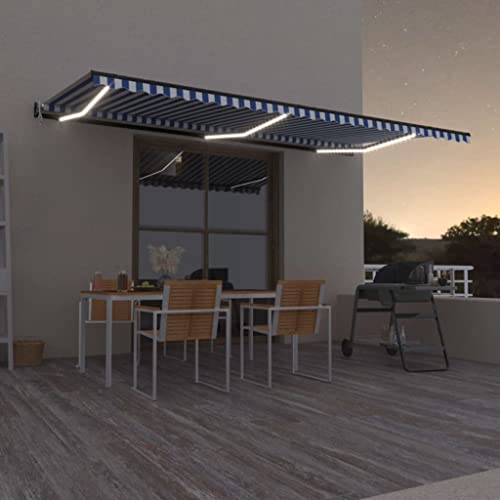 QJBSAVVA Automatische Markise mit LED Beleuchtung und Windsensor 600 x 300 cm Blau Weiß Gelenkarmmarkise aus pulverbeschichtetem Aluminium UV und wasserbeständig für Terrasse Balkon und Garten QJBSAVVA Automatische Markise mit LED Beleuchtung und Windsensor 600 x 300 cm Blau Weiß Gelenkarmmarkise aus pulverbeschichtetem Aluminium UV und wasserbeständig für Terrasse Balkon und Garten von QJBSAVVA