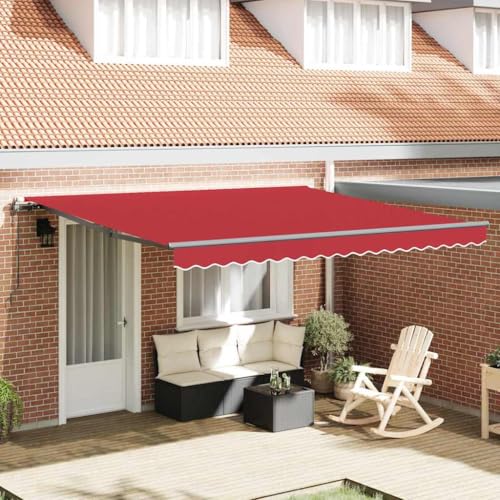 QJBSAVVA Automatische einziehbare Markise Rot 400x300 cm Rechteckige Gelenkarmmarkise aus robustem Polyesterstoff mit mattem Finish für Garten und Terrasse von QJBSAVVA
