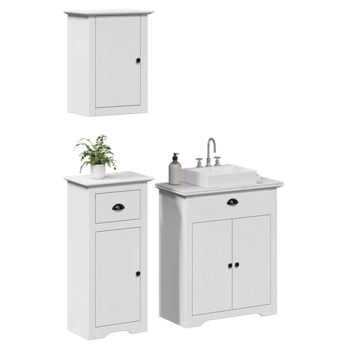 QJBSAVVA BODO 3-TLG. Badmöbel-Set Weiß aus Massivholz Kiefer mit Waschbeckenunterschrank Handtuchschrank und Wandschrank Stauraum für Badezimmer QJBSAVVA BODO 3-TLG. Badmöbel-Set Weiß aus Massivholz Kiefer mit Waschbeckenunterschrank Handtuchschrank und Wandschrank Stauraum für Badezimmer von QJBSAVVA