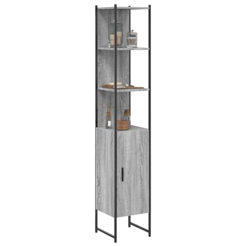 QJBSAVVA Badezimmerschrank Grau Sonoma 33x33x185.5 cm Holzwerkstoff Pulverbeschichteter Stahl Schmaler Badschrank mit Reichlich Stauraum Platzsparendes Design für Kleine Badezimmer QJBSAVVA Badezimmerschrank Grau Sonoma 33x33x185.5 cm Holzwerkstoff Pulverbeschichteter Stahl Schmaler Badschrank mit Reichlich Stauraum Platzsparendes Design für Kleine Badezimmer von QJBSAVVA