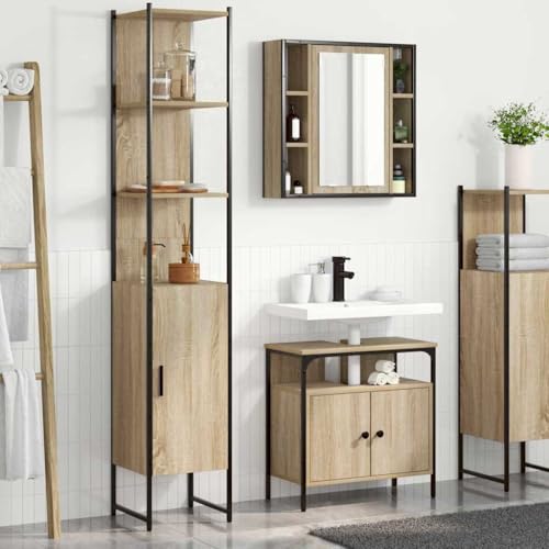 QJBSAVVA Badezimmerschrank Set 3 Teile Sonoma Eiche Industrial Style 33 x 33 x 185.5 cm Robustes Holz und Metall Design Modulares System für Handtücher und Toilettenartikel QJBSAVVA Badezimmerschrank Set 3 Teile Sonoma Eiche Industrial Style 33 x 33 x 185.5 cm Robustes Holz und Metall Design Modulares System für Handtücher und Toilettenartikel von QJBSAVVA