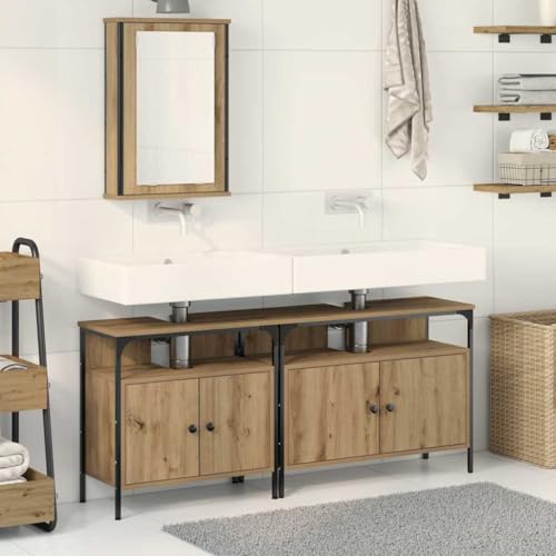 QJBSAVVA Badezimmerschrank Set 3 Teile mit Spiegelschrank und Regalen aus Eichenholz Optik Spanplatte Stauraum Lösung Modernes Design für Bad WC QJBSAVVA Badezimmerschrank Set 3 Teile mit Spiegelschrank und Regalen aus Eichenholz Optik Spanplatte Stauraum Lösung Modernes Design für Bad WC von QJBSAVVA