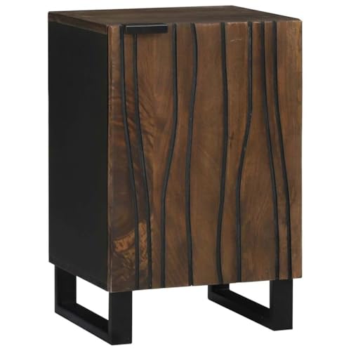 QJBSAVVA Badezimmerschrank aus Massivholz Walnussbraun 38x33.5x58 cm Moderner Badschrank mit Verstellbarem Regal Stylisches Design für Ordnung im Badezimmer von QJBSAVVA