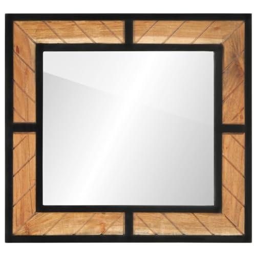 QJBSAVVA Badezimmerspiegel aus massivem Akazienholz 60 x 55 cm Wandspiegel mit klarer Spiegelung für Schminken und Rasieren platzsparend für kleine Badezimmer von QJBSAVVA