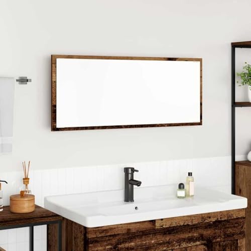 QJBSAVVA Badezimmerspiegel aus recyceltem Holz 90 x 37 cm mit verwittertem Finish Rustikaler Designspiegel für Bad und Wohnbereich QJBSAVVA Badezimmerspiegel aus recyceltem Holz 90 x 37 cm mit verwittertem Finish Rustikaler Designspiegel für Bad und Wohnbereich von QJBSAVVA