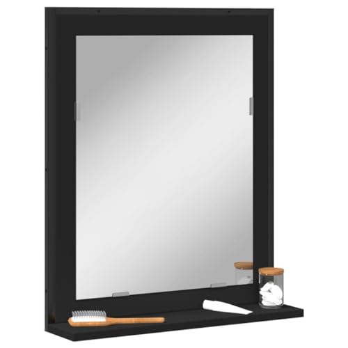 QJBSAVVA Badezimmerspiegel mit Ablage Schwarz 50x12x60 cm Holzwerkstoff Modernes Design mit Zusatzablage für Badutensilien Klare Spiegelung und Platzsparend für kleine Badezimmer QJBSAVVA Badezimmerspiegel mit Ablage Schwarz 50x12x60 cm Holzwerkstoff Modernes Design mit Zusatzablage für Badutensilien Klare Spiegelung und Platzsparend für kleine Badezimmer von QJBSAVVA