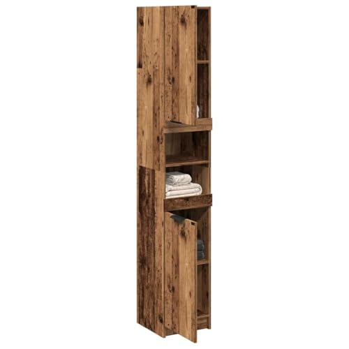 QJBSAVVA Badschrank Altholz-Optik 32x34x188,5 cm Holzwerkstoff mit reichlich Stauraum Flexibler Montage und pflegeleichter Oberfläche für Badezimmer WC oder Flur QJBSAVVA Badschrank Altholz-Optik 32x34x188,5 cm Holzwerkstoff mit reichlich Stauraum Flexibler Montage und pflegeleichter Oberfläche für Badezimmer WC oder Flur von QJBSAVVA