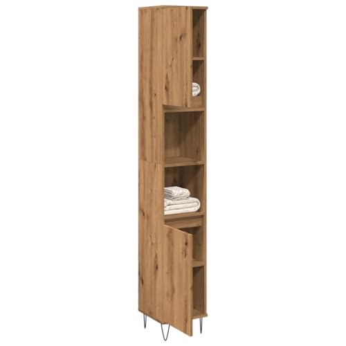 QJBSAVVA Badschrank Artisan-Eiche 30x30x190 cm Hochschrank aus Holzwerkstoff mit 2 Türen und offenen Fächern Stauraum für Badezimmer QJBSAVVA Badschrank Artisan-Eiche 30x30x190 cm Hochschrank aus Holzwerkstoff mit 2 Türen und offenen Fächern Stauraum für Badezimmer von QJBSAVVA