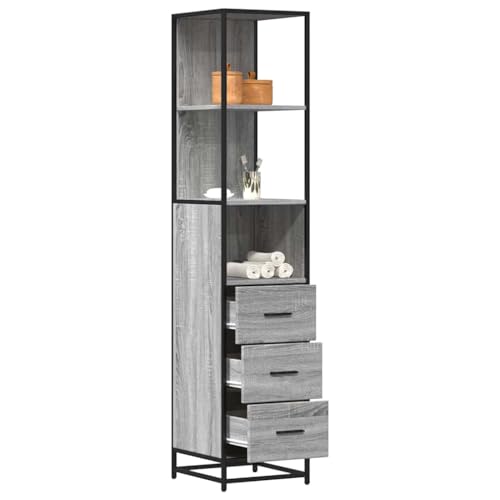 QJBSAVVA Badschrank Grau Sonoma 35x37,5x166 cm Holzwerkstoff mit Metallrahmen Starker Stauraum & Industrielles Design für Badezimmer QJBSAVVA Badschrank Grau Sonoma 35x37,5x166 cm Holzwerkstoff mit Metallrahmen Starker Stauraum & Industrielles Design für Badezimmer von QJBSAVVA