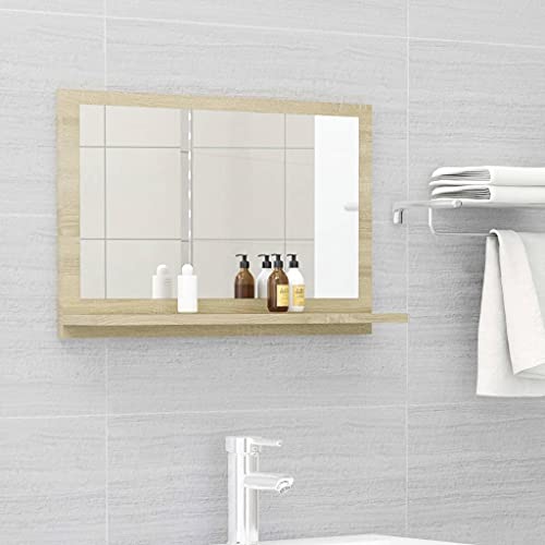 QJBSAVVA Badspiegel Sonoma-Eiche 60x10,5x37 cm mit Regal Moderner Wandspiegel aus Holzwerkstoff und Acryl für Badezimmer und Wohnbereich QJBSAVVA Badspiegel Sonoma-Eiche 60x10,5x37 cm mit Regal Moderner Wandspiegel aus Holzwerkstoff und Acryl für Badezimmer und Wohnbereich von QJBSAVVA