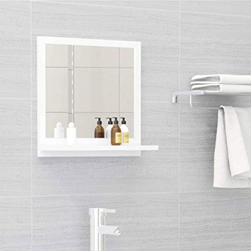 QJBSAVVA Badspiegel Weiß mit Regal 40 x 10,5 x 37 cm Moderner Wandspiegel aus Holzwerkstoff und Glas Praktisches Ablagefach für Badezimmer und Wohnbereich QJBSAVVA Badspiegel Weiß mit Regal 40 x 10,5 x 37 cm Moderner Wandspiegel aus Holzwerkstoff und Glas Praktisches Ablagefach für Badezimmer und Wohnbereich von QJBSAVVA