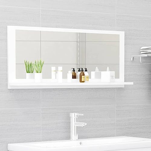 QJBSAVVA Badspiegel Weiß mit Regal 90 x 37 cm Moderner Wandspiegel aus Holzwerkstoff und Acryl für Badezimmer WC und Flur Stilvolles Badmöbel mit Stauraum QJBSAVVA Badspiegel Weiß mit Regal 90 x 37 cm Moderner Wandspiegel aus Holzwerkstoff und Acryl für Badezimmer WC und Flur Stilvolles Badmöbel mit Stauraum von QJBSAVVA